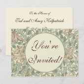 Zachtegroen antieke William Morris Kamperfoelie Kaart (Voorkant / Achterkant)