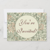 Zachtegroen antieke William Morris Kamperfoelie Kaart (Voorkant)