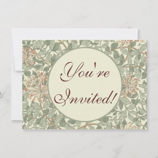 Zachtegroen antieke William Morris Kamperfoelie Kaart (Voorkant)