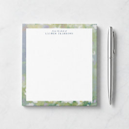 Zachtegroen bloemennotitieblok van mijn bureau notitieblok
