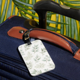 Zachtegroen botanisch bladpatroon bagagelabel