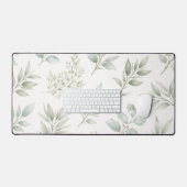 Zachtegroen botanisch bladpatroon bureaumat (Keyboard & Muis)