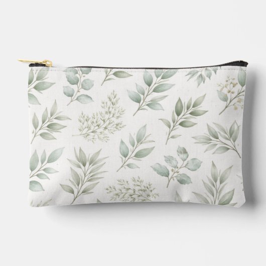 Zachtegroen botanisch bladpatroon etui (Voorkant)