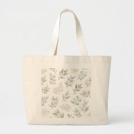 Zachtegroen botanisch bladpatroon grote tote bag