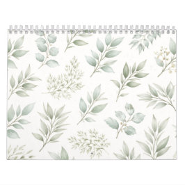 Zachtegroen botanisch bladpatroon kalender