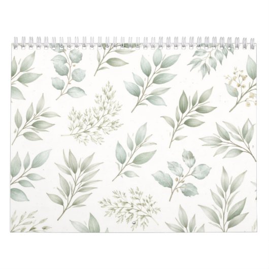 Zachtegroen botanisch bladpatroon  kalender (Hoes)