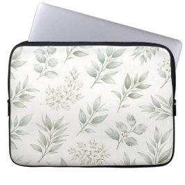 Zachtegroen botanisch bladpatroon laptop sleeve