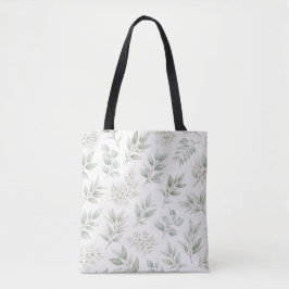 Zachtegroen botanisch bladpatroon tote bag