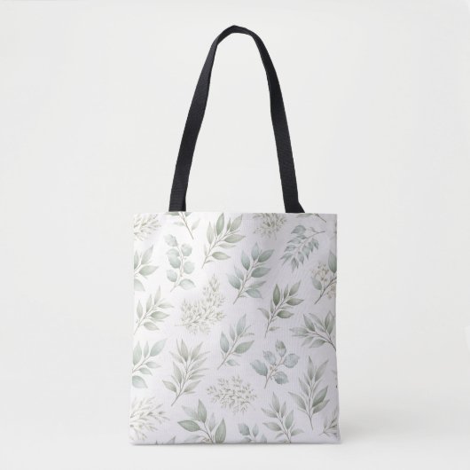 Zachtegroen botanisch bladpatroon tote bag (Voorkant)