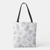 Zachtegroen botanisch bladpatroon tote bag (Achterkant)