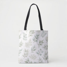 Zachtegroen botanisch bladpatroon tote bag