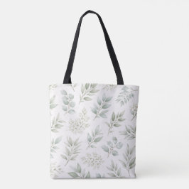 Zachtegroen botanisch bladpatroon tote bag