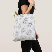 Zachtegroen botanisch bladpatroon tote bag (Dichtbij)