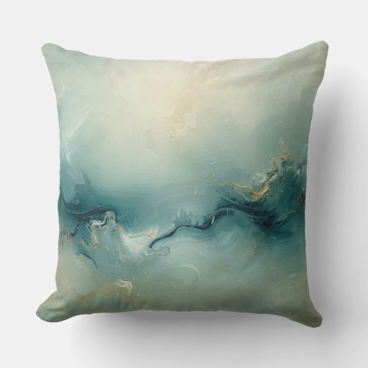 Zachtegroen Turkoois Blauw Champagne Abstract Ocea Kussen (Voorkant)