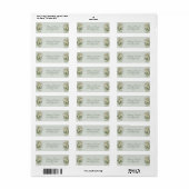 Zachtegroene bloemlabel met adres etiket (Full Sheet)