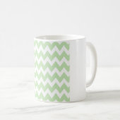 Zachtegroene Chevron – Schoon Witte Zigzag Koffiemok (Voorkant rechts)