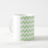 Zachtegroene Chevron – Schoon Witte Zigzag Koffiemok (Voorkant links)