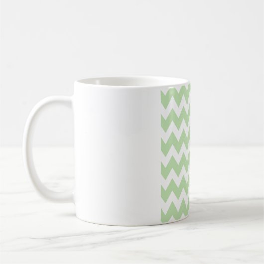 Zachtegroene Chevron – Schoon Witte Zigzag Koffiemok (Links)