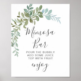 Zachtegroene Eucalyptus Waterverf Rustieke Bruilof Poster