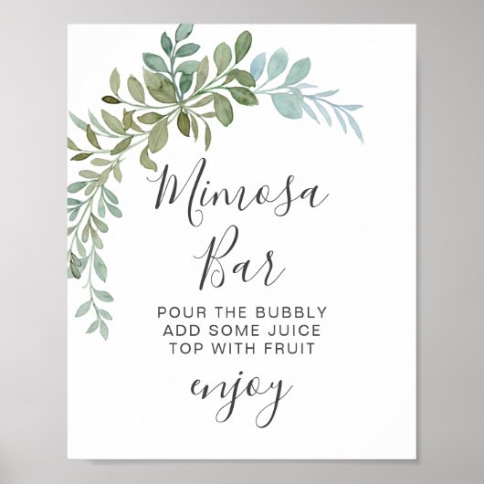 Zachtegroene Eucalyptus Waterverf Rustieke Bruilof Poster (Voorkant)