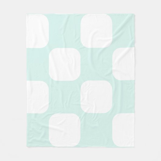 Zachtegroene pastel & witte vierkante patroon fleece deken (Voorkant)