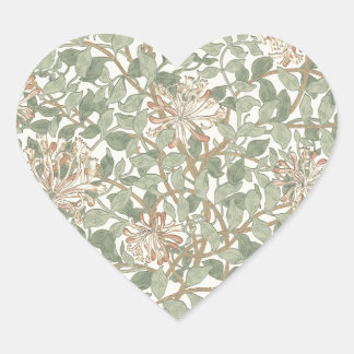 Zachtegroene vintage William Morris kamperfoelie Hart Sticker