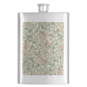 Zachtegroene vintage William Morris kamperfoelie Heupfles