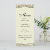 Zachtegroene vintage William Morris kamperfoelie Menu (Staand voorkant)