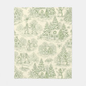 Zachtegroene winterdorps toilepatroon fleece deken (Voorkant)