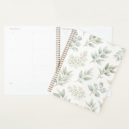 Zachtegron botanisch bladpatroon  planner (Display)