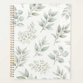 Zachtegron botanisch bladpatroon planner