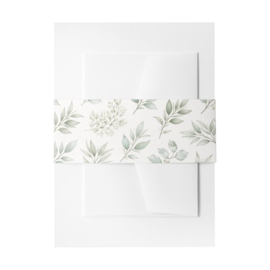 Zachtegron botanisch bladpatroon  uitnodigingen wikkel (Voorkant Voorbeeld)