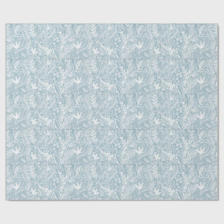 Zachter Blauw Botanisch Inpakpapier | Elegant Hand