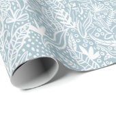 Zachter Blauw Botanisch Inpakpapier | Elegant Hand (Rol Hoek)