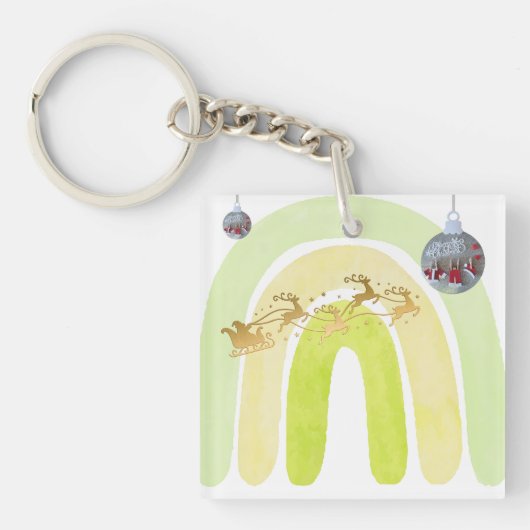 Zachter Eenvoudig Grappig Schattig Kerstbel Sleutelhanger (voorkant)