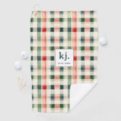 Zachter Evergreen Gingham Monogram Golfhanddoek (Insitu)