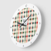 Zachter Evergroen Gingham Monogram Grote Klok (Hoek)
