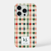 Zachter Evergroen Gingham Monogram iPhone Hoesje (Achterkant)