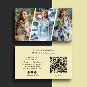 Zachter Geel 3 Foto Collage Sociale Media & QR Cod Visitekaartje