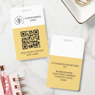 Zachter Geel Event Badge Aangepaste QR-code & Logo
