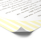 Zachter geel gestreept Signature-drankjesmenu Poster (Hoek)