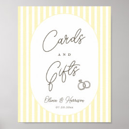 Zachter Geel Gestreepte Whimsical Kaarten Cadeaus  Poster