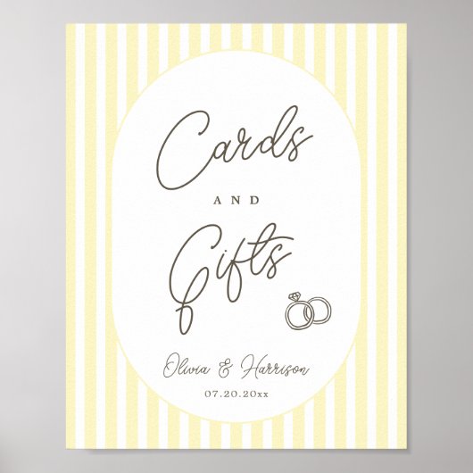 Zachter Geel Gestreepte Whimsical Kaarten Cadeaus  Poster (Voorkant)
