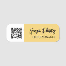 Zachter geel & witte QR-code borstel schrift