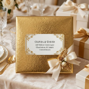 Zachter Gouden Ivoorkleurige Barokke Flora Frame R Etiket