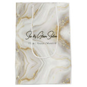 Zachter Marmeren Glamour Salon Tas – Modern Bewerk Medium Cadeauzakje (Achterkant)