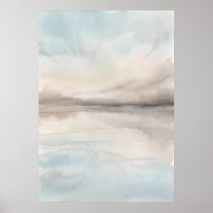 Zachter nevelig meer landschap poster