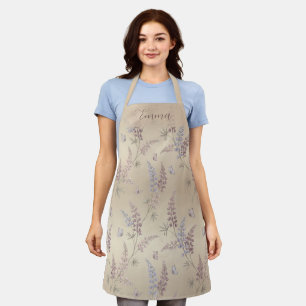 Zachter Pastel Lupine & Vlinderweidepatroon Schort