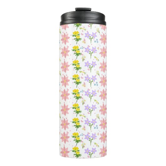 Zachter Pastel Wilde Bloem Botanisch Patroon Therm Thermosbeker (Voorkant)