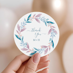 Zachter Pastelkleurige Groene Krans Bruiloft Bedan Ronde Sticker